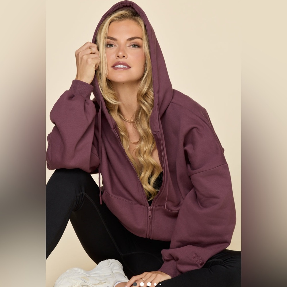 NWT POPFLEX XXS/XS Women's deep plum Zip Cloud Hoodie
